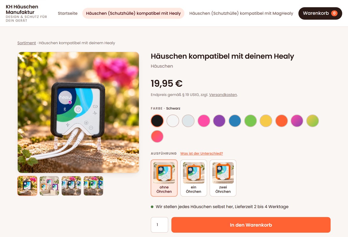 Im Shop wählst du erst die Farbe und dann die Ausführung, ohne Öhrchen, ein Öhrchen oder zwei Öhrchen